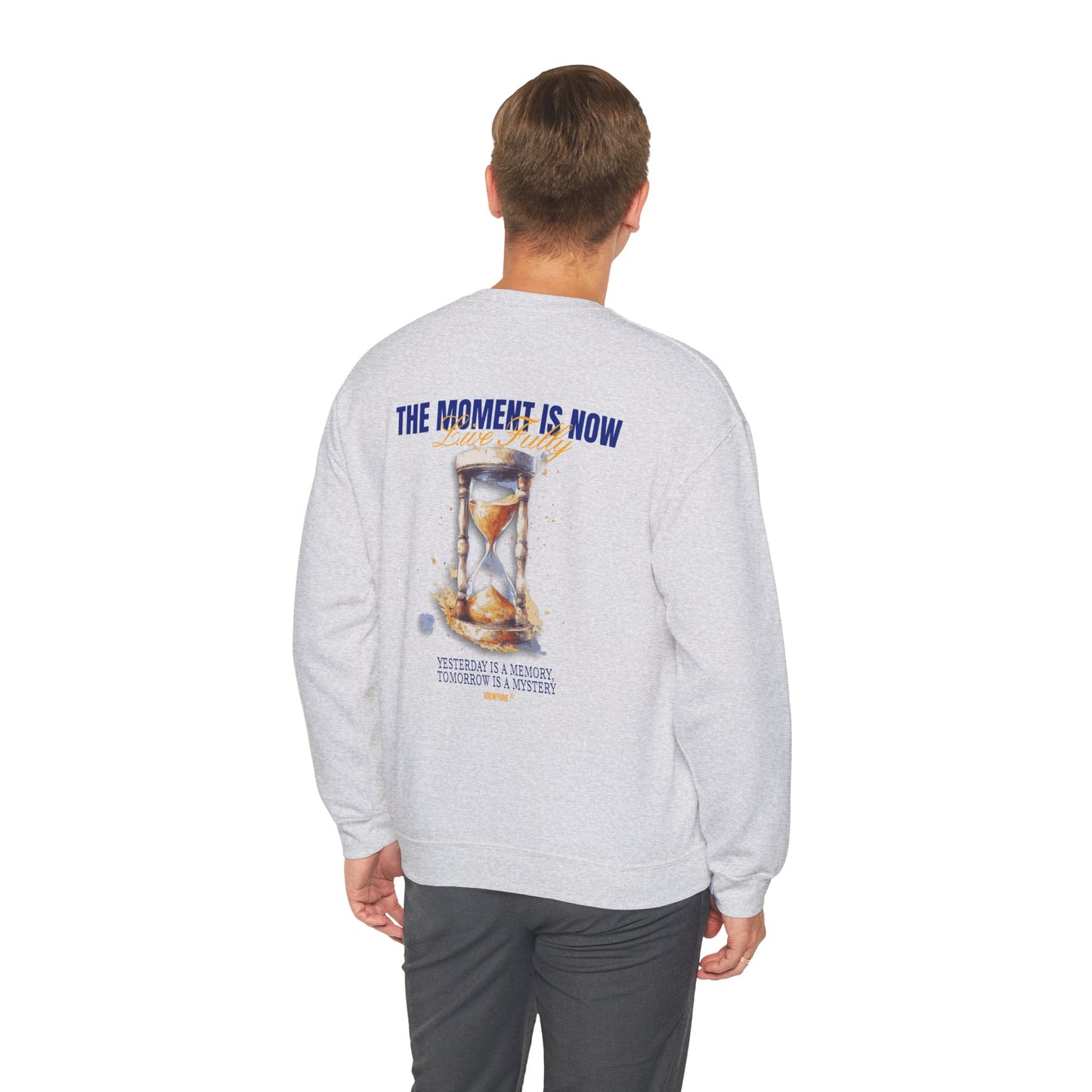 Inspirational Unisex Crewneck Sweatshirt - 'The Moment Is Now'